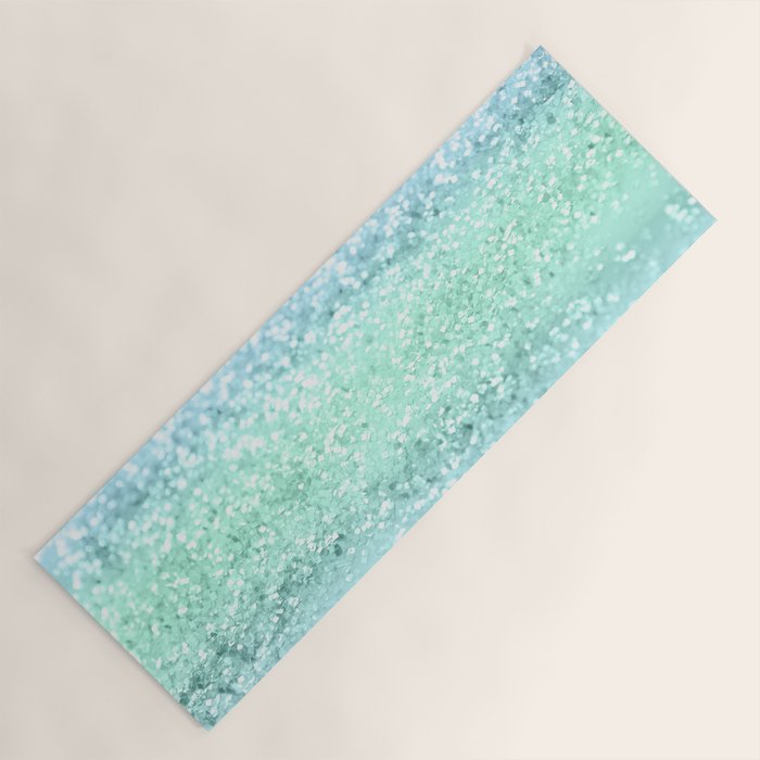 Aqua Seafoam Ocean Glitter #1 (Faux Glitter) #shiny #pastel #decor #art #society6 Yoga Mat Gallery Image 1