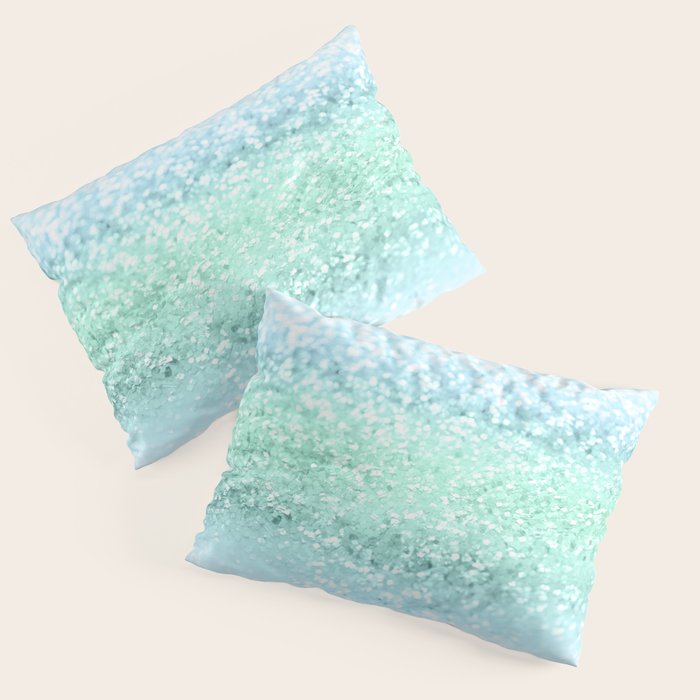 Aqua Seafoam Ocean Glitter #1 (Faux Glitter) #shiny #pastel #decor #art #society6 Pillow Sham Gallery Image 1