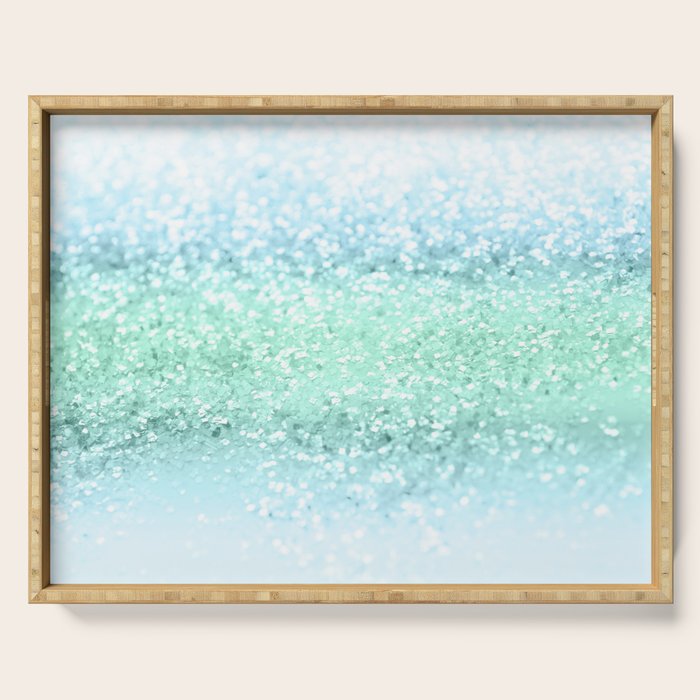 Aqua Seafoam Ocean Glitter #1 (Faux Glitter) #shiny #pastel #decor #art #society6 Serving Tray Gallery Image 1
