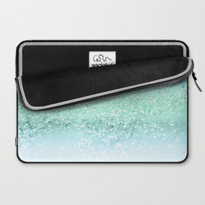 Aqua Seafoam Ocean Glitter #1 (Faux Glitter) #shiny #pastel #decor #art #society6 Laptop Sleeve Gallery Image 2
