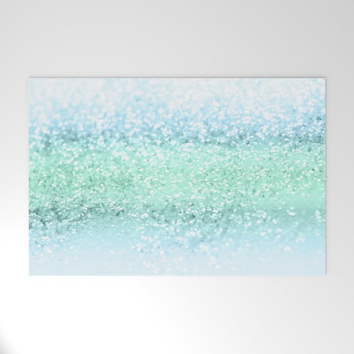 Aqua Seafoam Ocean Glitter #1 (Faux Glitter) #shiny #pastel #decor #art #society6 Welcome Mat Gallery Image 1