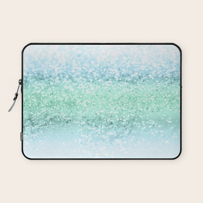 Aqua Seafoam Ocean Glitter #1 (Faux Glitter) #shiny #pastel #decor #art #society6 Laptop Sleeve Gallery Image 1
