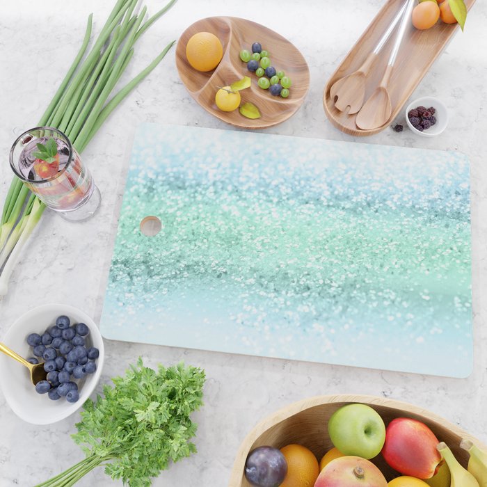 Aqua Seafoam Ocean Glitter #1 (Faux Glitter) #shiny #pastel #decor #art #society6 Cutting Board Gallery Image 2