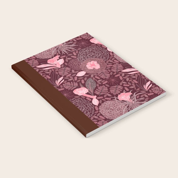 Forest Full of Wild Mushrooms in Burgundy & Peach Notebook Gallery Image 1