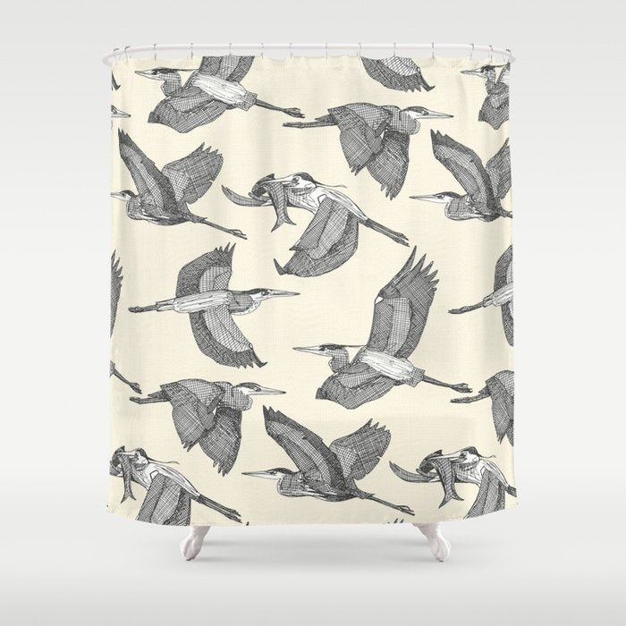 great blue herons pearl Shower Curtain Gallery Image 1