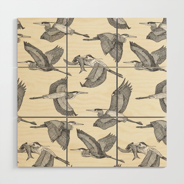 great blue herons pearl Wood Wall Art Gallery Image 1