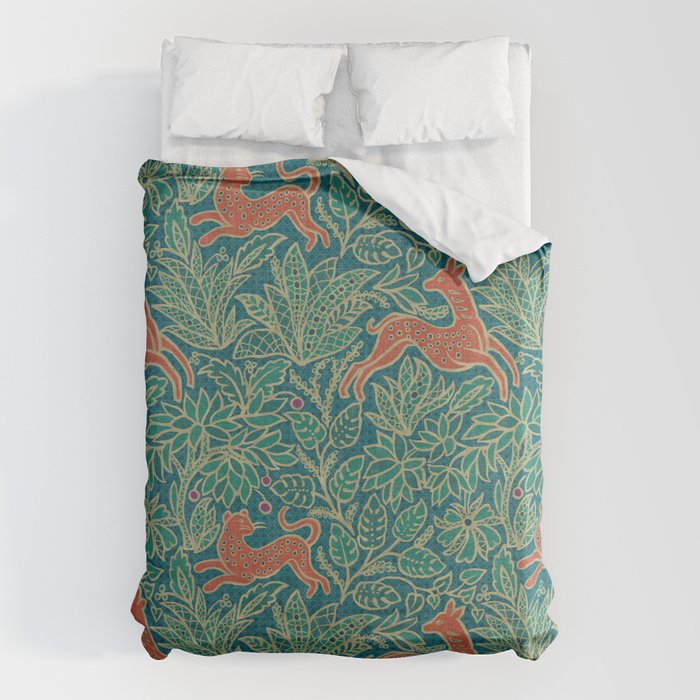 Jungle Fawn and Cat Duvet Cover Gallery Image 1