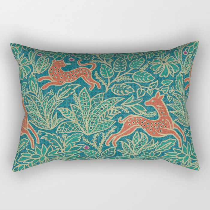 Jungle Fawn and Cat Rectangular Pillow Gallery Image 2