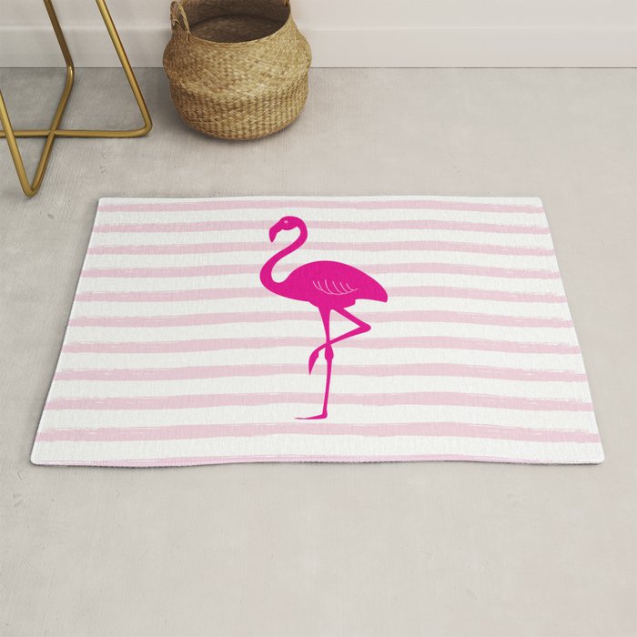 Flamingo & Stripes - Blush Hot Pink Rug Gallery Image 1