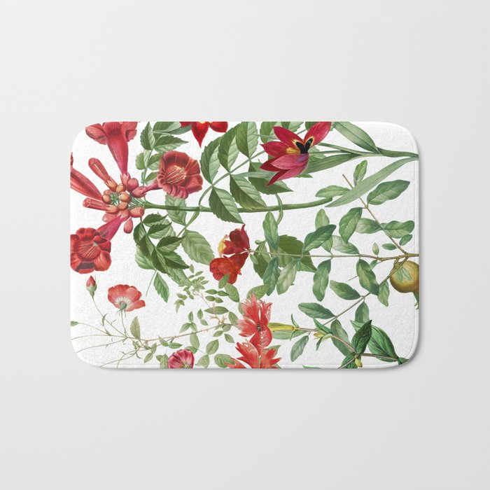 Rousing Red Botanical Bath Mat Gallery Image 1