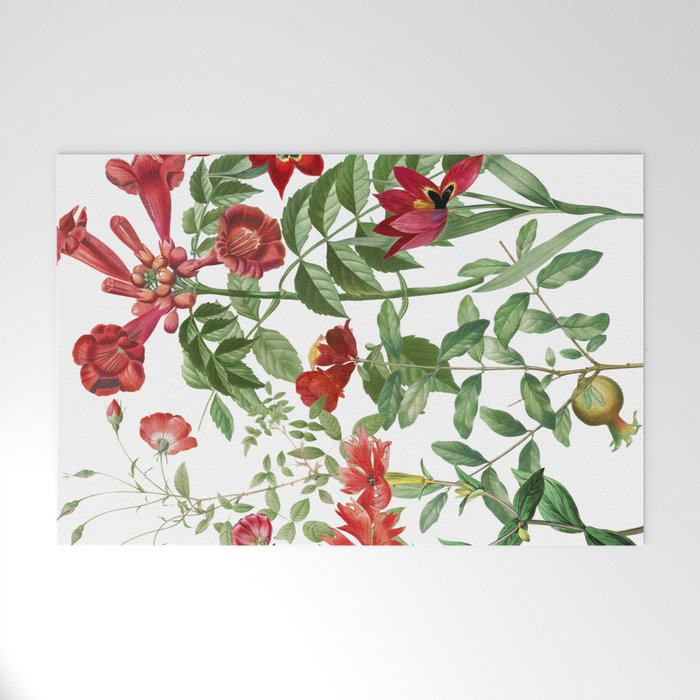 Rousing Red Botanical Welcome Mat Gallery Image 1