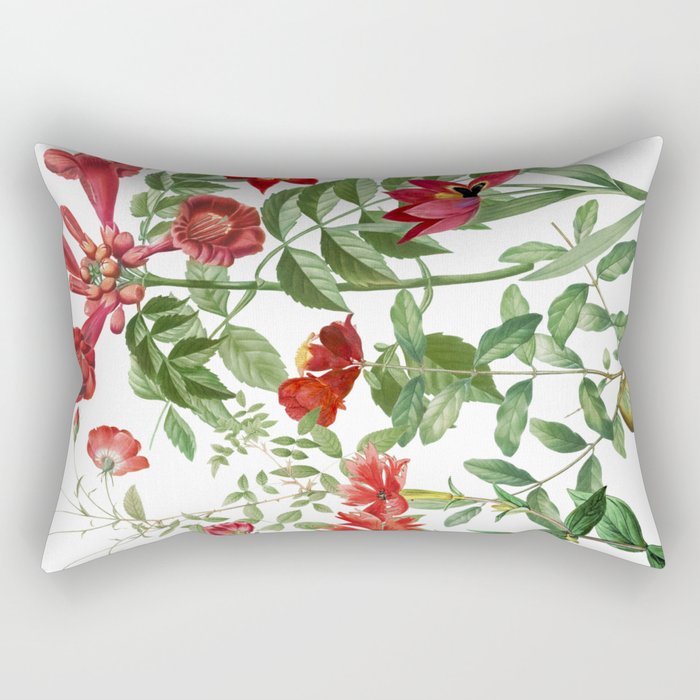 Rousing Red Botanical Rectangular Pillow Gallery Image 1