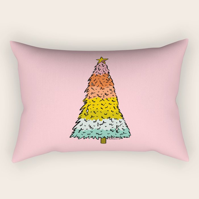 Rainbow Christmas Tree Rectangular Pillow Gallery Image 1
