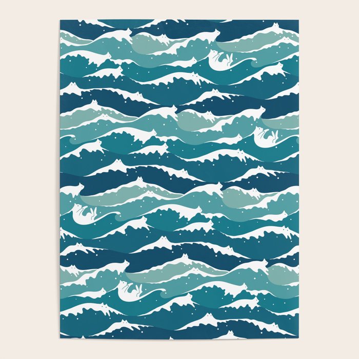 Cat waves pattern Poster Gallery Image 1