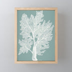 Sea Fan Coral - White on Mint Mini Art Print Gallery Image 1