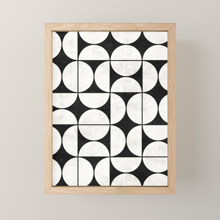 Mid-Century Modern Pattern No.2 - Black and White Mini Art Print Gallery Image 1