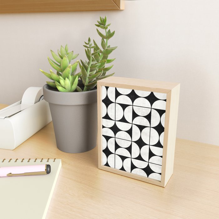 Mid-Century Modern Pattern No.2 - Black and White Mini Art Print Gallery Image 2