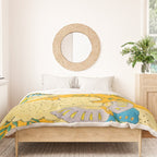 Butterflies on Flowers Vintage Japanese Botanical Print Duvet Cover Gallery Image 3