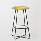 Butterflies on Flowers Vintage Japanese Botanical Print Stool Gallery Image 1