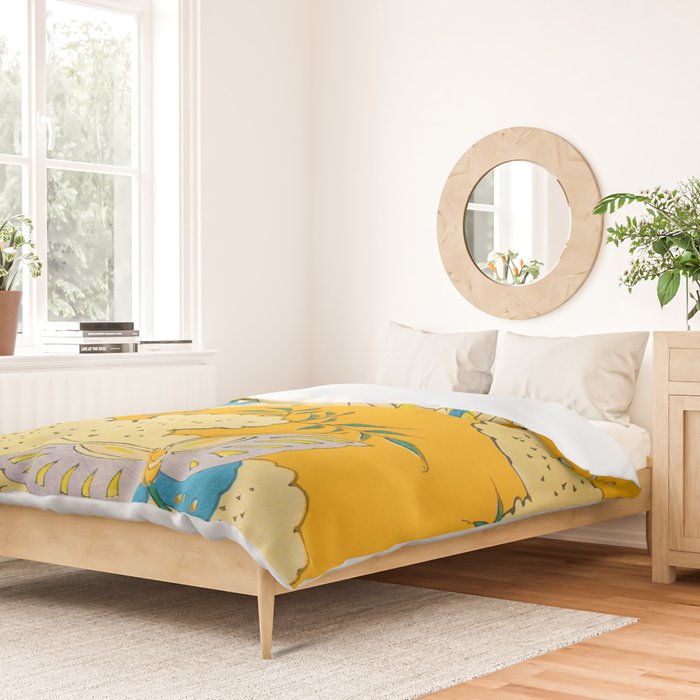 Butterflies on Flowers Vintage Japanese Botanical Print Duvet Cover Gallery Image 2