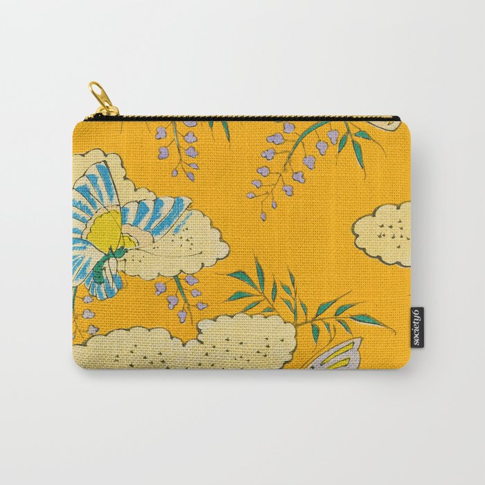 Butterflies on Flowers Vintage Japanese Botanical Print Carry All Pouch Gallery Image 1