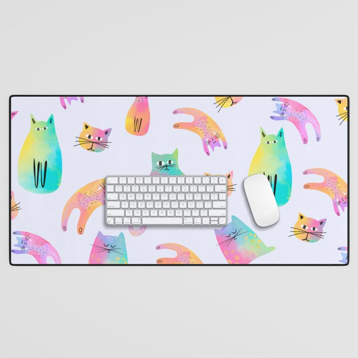 Rainbow Cats Pastel Desk Mat Gallery Image 1