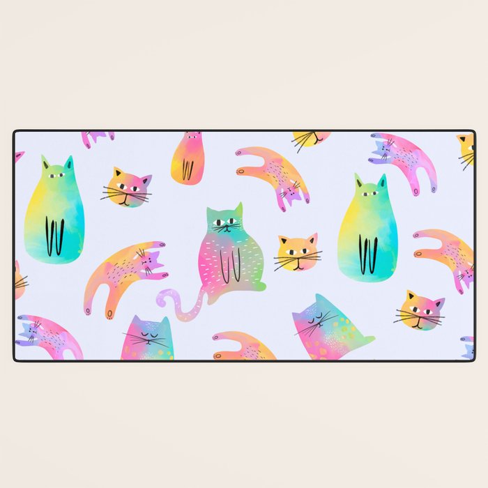 Rainbow Cats Pastel Desk Mat Gallery Image 3