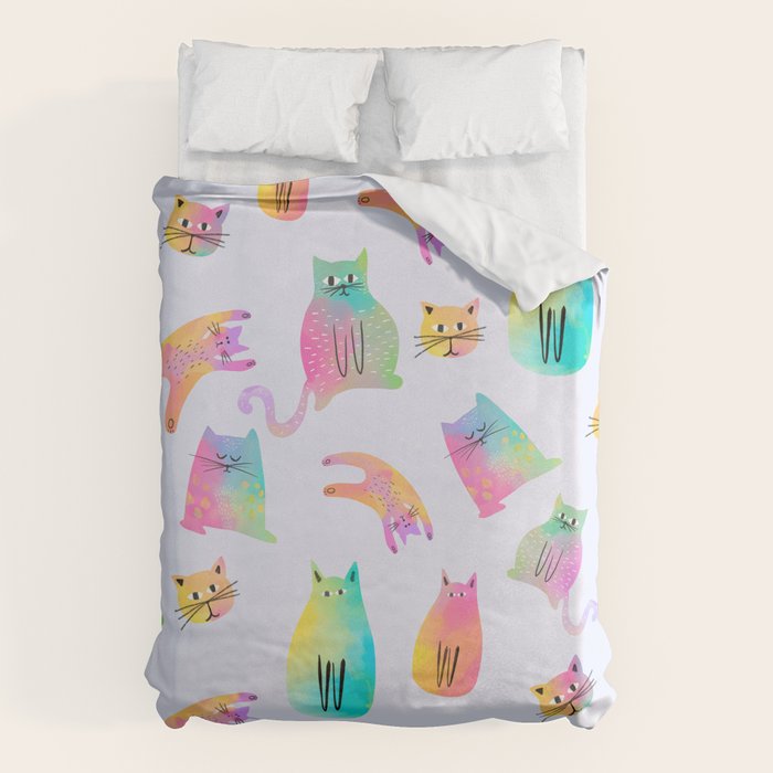 Rainbow Cats Pastel Duvet Cover Gallery Image 1