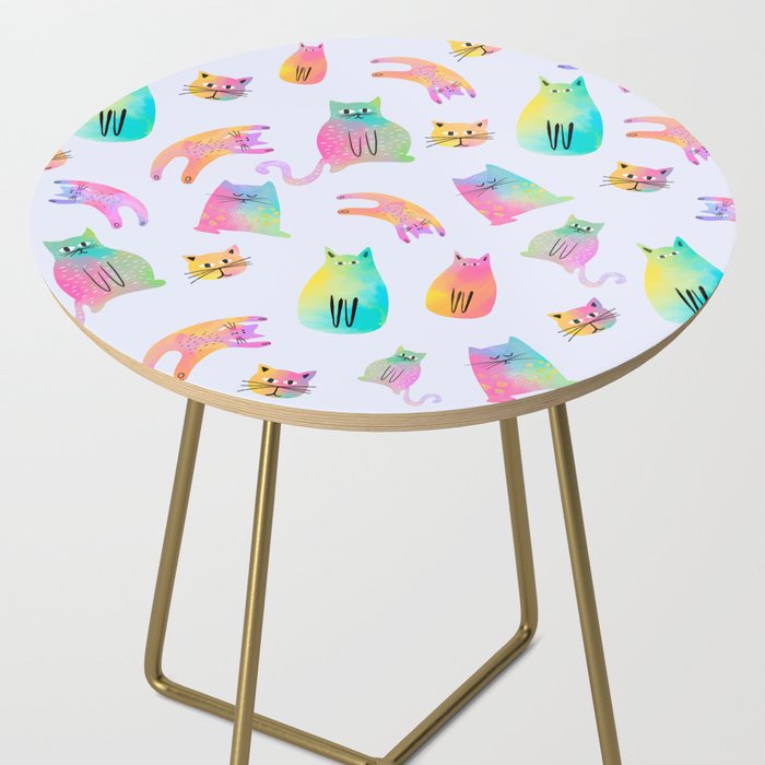 Rainbow Cats Pastel Side Table Gallery Image 2