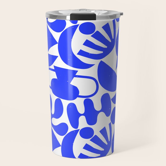 Abstract organic blue shape art pattern Travel Mug Gallery Image 1