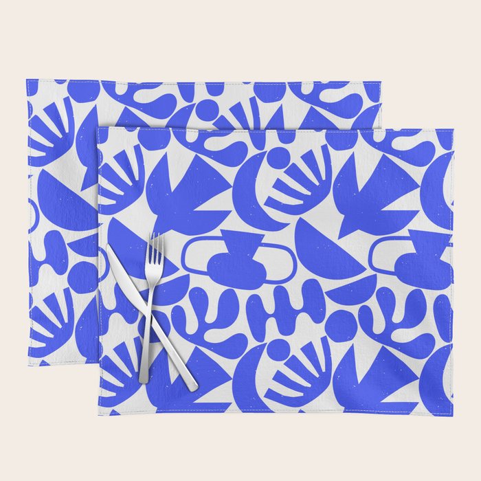 Abstract organic blue shape art pattern Placemat Gallery Image 1