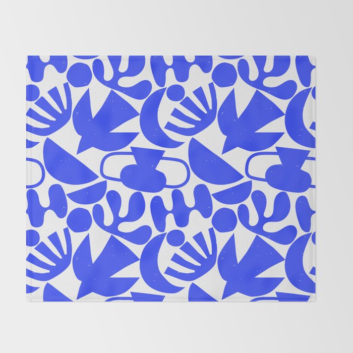 Abstract organic blue shape art pattern Throw Blanket Gallery Image 2