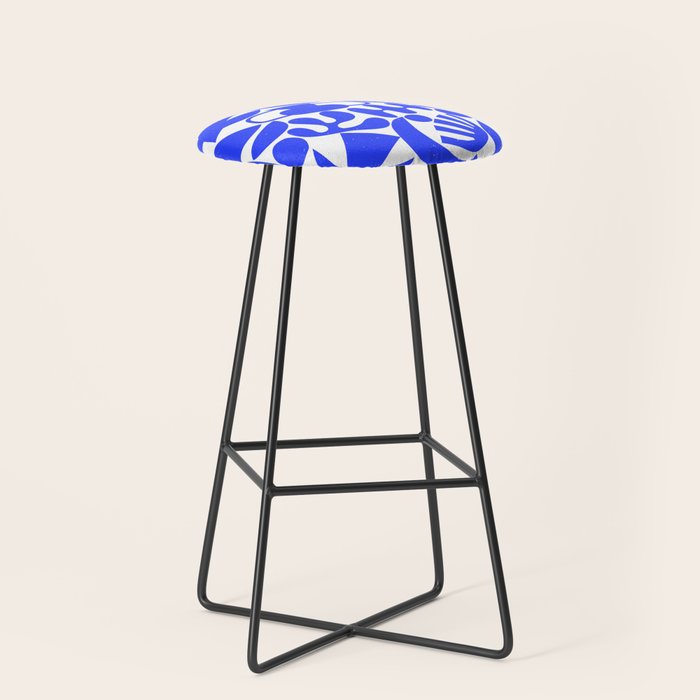 Abstract organic blue shape art pattern Stool Gallery Image 1