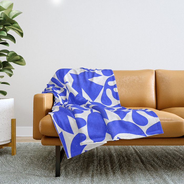 Abstract organic blue shape art pattern Throw Blanket Gallery Image 1