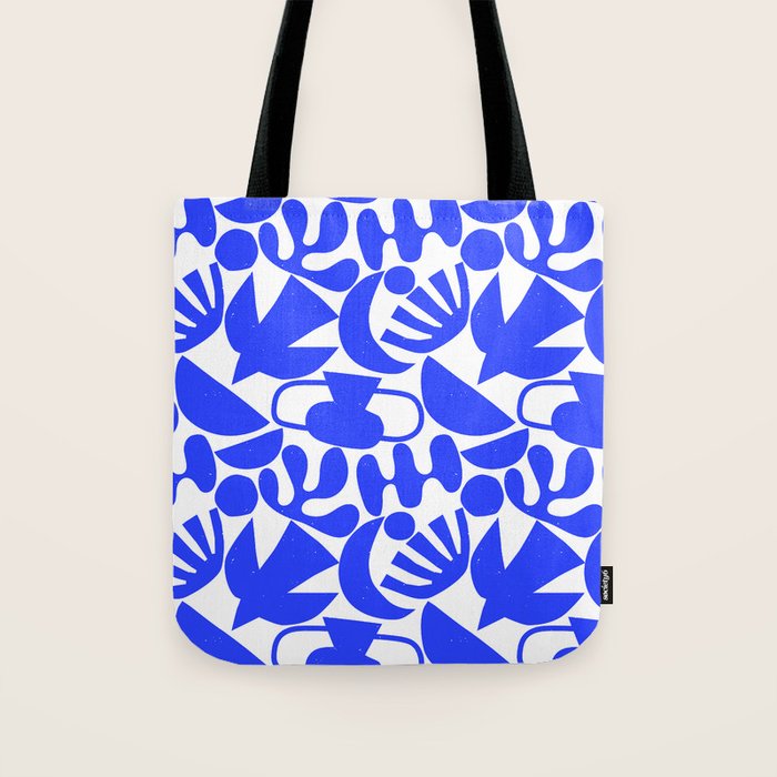Abstract organic blue shape art pattern Tote Bag Gallery Image 1
