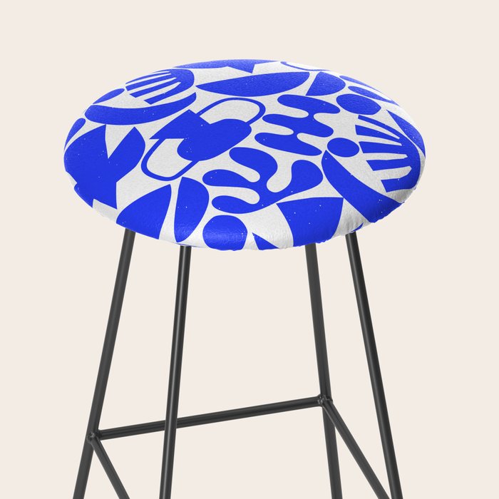 Abstract organic blue shape art pattern Stool Gallery Image 2