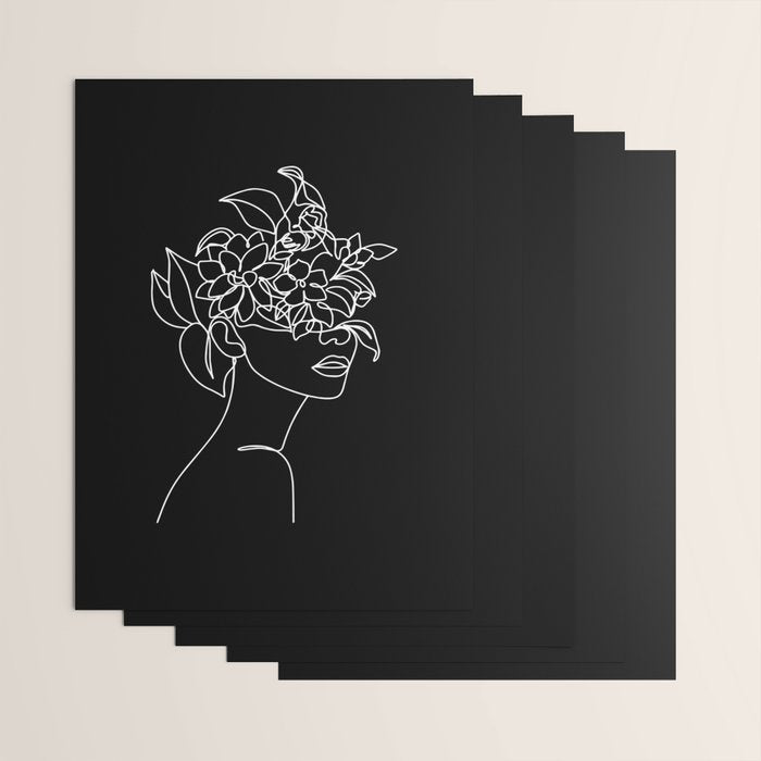 The Girl with the Flowers: Black & White Edition Wrapping Paper Gallery Image 3