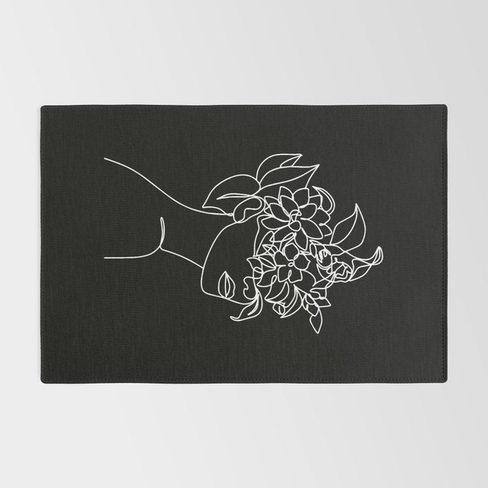 The Girl with the Flowers: Black & White Edition Rug Gallery Image 2