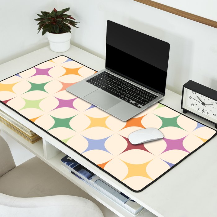 Colorful Festive Mid-Century Sparkles Desk Mat Gallery Image 2