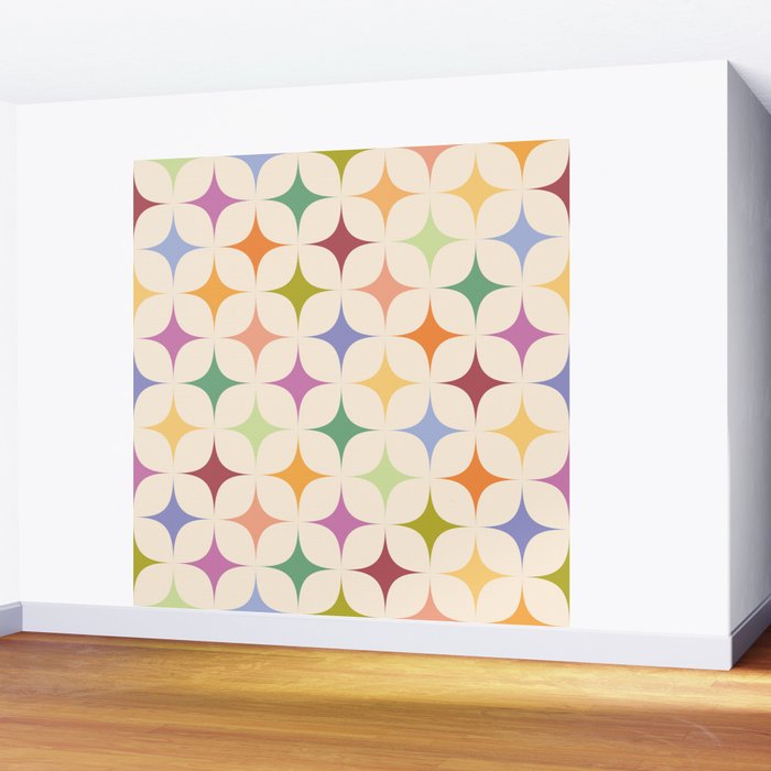 Colorful Festive Mid-Century Sparkles Wall Mural Gallery Image 2