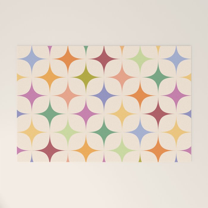 Colorful Festive Mid-Century Sparkles Welcome Mat Gallery Image 1