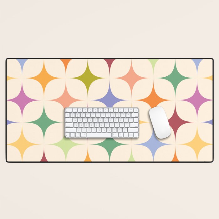 Colorful Festive Mid-Century Sparkles Desk Mat Gallery Image 1