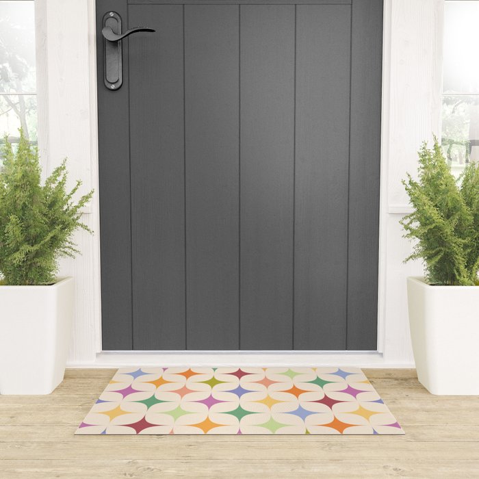 Colorful Festive Mid-Century Sparkles Welcome Mat Gallery Image 3