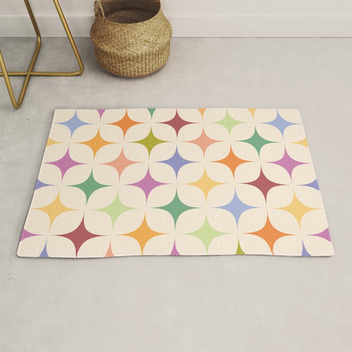 Colorful Festive Mid-Century Sparkles Rug Gallery Image 1