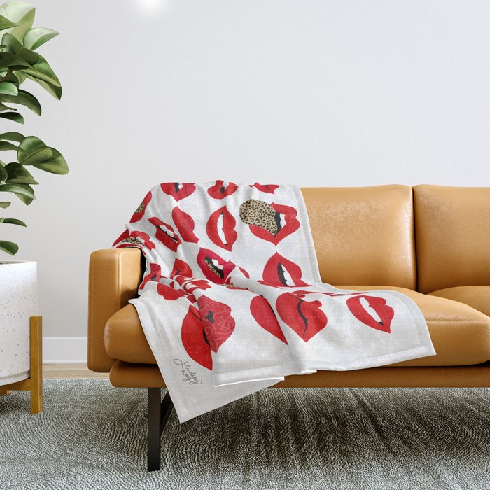 Leopard Lips of Love Throw Blanket Gallery Image 1