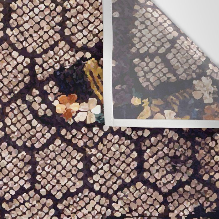 Kosode Fragment with Tortoiseshell Pattern, Waves, & Cherry Blossoms Shibori Print Wall Tapestry Gallery Image 3