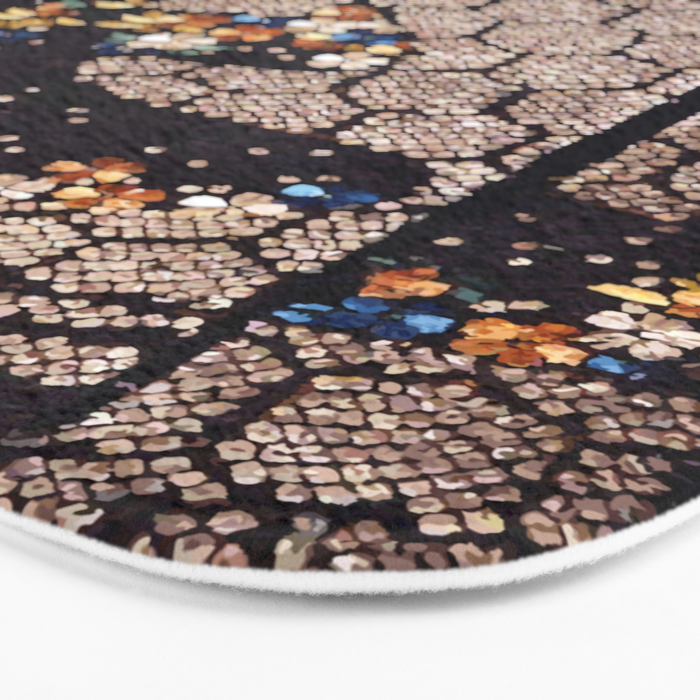 Kosode Fragment with Tortoiseshell Pattern, Waves, & Cherry Blossoms Shibori Print Bath Mat Gallery Image 3