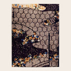 Kosode Fragment with Tortoiseshell Pattern, Waves, & Cherry Blossoms Shibori Print Poster Gallery Image 4