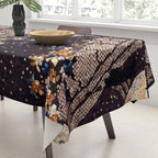 Kosode Fragment with Tortoiseshell Pattern, Waves, & Cherry Blossoms Shibori Print Tablecloth Gallery Image 3