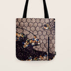 Kosode Fragment with Tortoiseshell Pattern, Waves, & Cherry Blossoms Shibori Print Tote Bag Gallery Image 1
